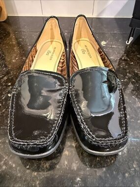Anne Klein Black Patent Leather Slip-On Loafers